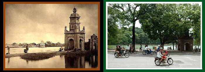Ngọn tháp Hòa Phong cổ bên hồ Gươm nay là phố Đinh Tiên Hoàng Ngọn tháp Hòa Phong cổ bên hồ Gươm nay là phố Đinh Tiên Hoàng