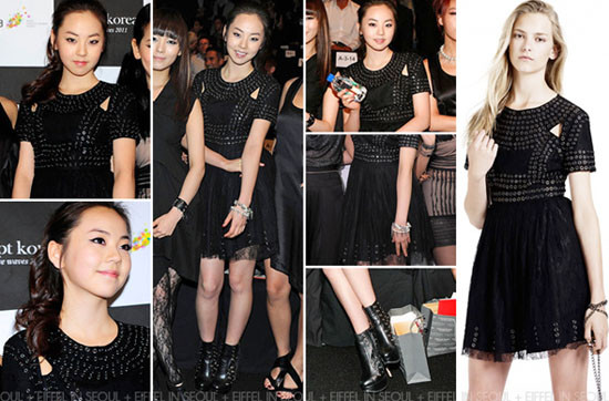 Thành viên nhóm Wonder Girls So Hee đến tham dự tuần lễ thời trang ở New York với phong cách rock, cá tính với bộ váy đen, phần ngực đính kim loại lấp láp nằm trong BST Christopher Kane x Topshop 2010, bộ váy có giá 310 USD, và đôi boots Rivet có giá 90 USD. Thành viên nhóm Wonder Girls So Hee đến tham dự tuần lễ thời trang ở New York với phong cách rock, cá tính với bộ váy đen, phần ngực đính kim loại lấp láp nằm trong BST Christopher Kane x Topshop 2010, bộ váy có giá 310 USD, và đôi boots Rivet có giá 90 USD.