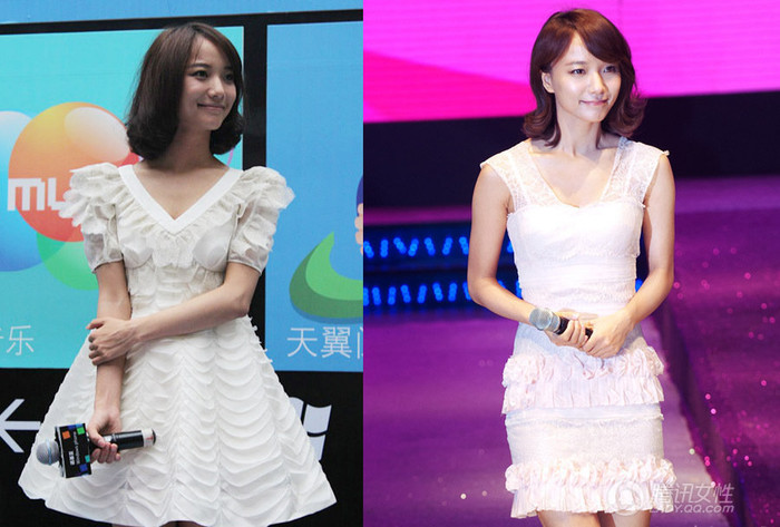 Dáng người Vương Lạc Đan khá nhỏ nhắn, dù trong chiếc váy trắng bó sát hay rộng thì cũng không thể giúp cô che được khuyết điểm vòng một.