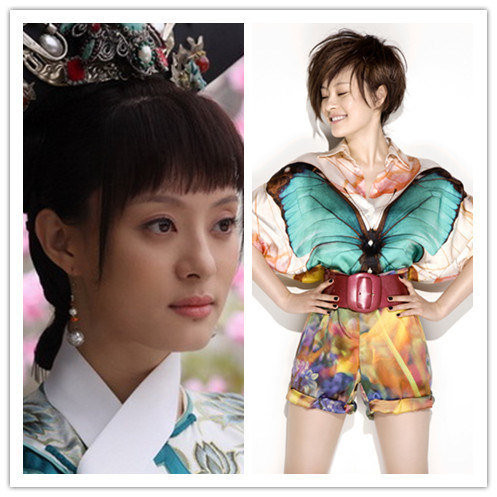 Khuôn mặt tròn của Tôn Lệ rất hợp với kiểu tóc mái ngố.