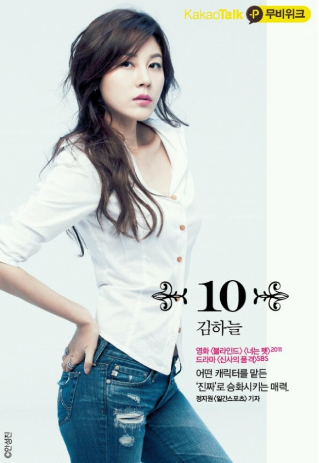 Kim Ha Neul là diễn viên và người mẫu nổi tiếng của Hàn Quốc. Cô đứng trong Top 10.