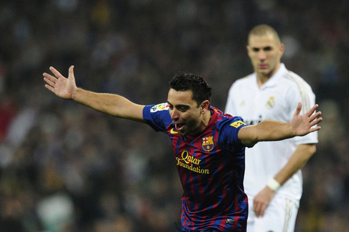 Xavi mới một cú sút xa thành bàn may mắn khi đập người Marcelo đổi hướng ở phút 53 Xavi mới một cú sút xa thành bàn may mắn khi đập người Marcelo đổi hướng ở phút 53