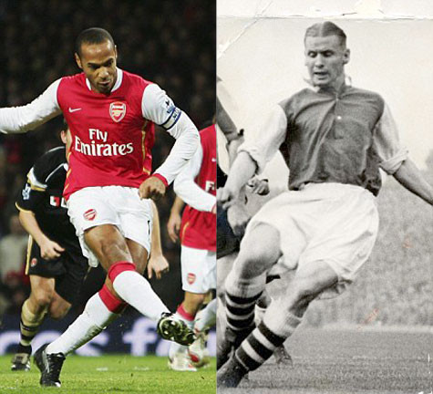Thierry Henry (trái) và Cliff Bastin (phải) có thể được dựng tượng tại Emirates Thierry Henry (trái) và Cliff Bastin (phải) có thể được dựng tượng tại Emirates