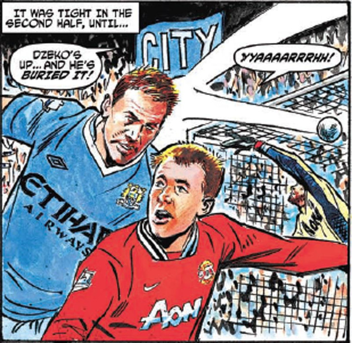 Dzeko đè Phil Jones để ghi bàn