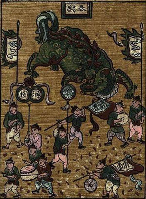 Tranh "Múa lân" vào hội Xuân Tranh "Múa lân" vào hội Xuân