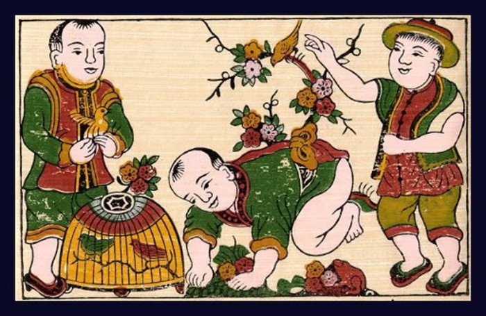 Tranh "Chọi chim" với hình ảnh các em nhỏ cho chim đánh nhau trong dịp Xuân. Tranh "Chọi chim" với hình ảnh các em nhỏ cho chim đánh nhau trong dịp Xuân.