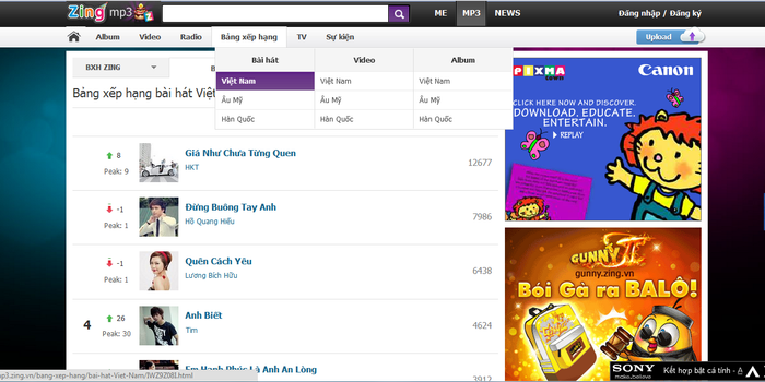 Bảng xếp hạng ca khúc hot tháng 8 trên Zing. Bảng xếp hạng ca khúc hot tháng 8 trên Zing.