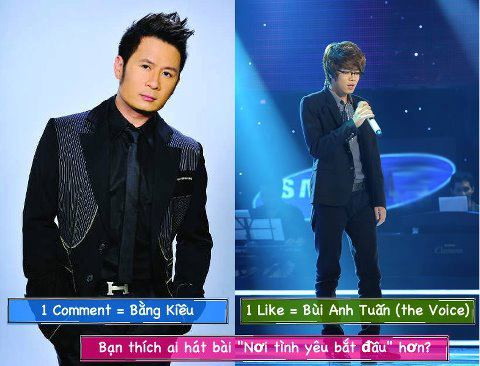 Bùi Anh Tuấn và Bằng Kiều mỗi người thể hiện một phong cách khác nhau. Ảnh được facebook Quà tặng cuộc sống đưa lên.