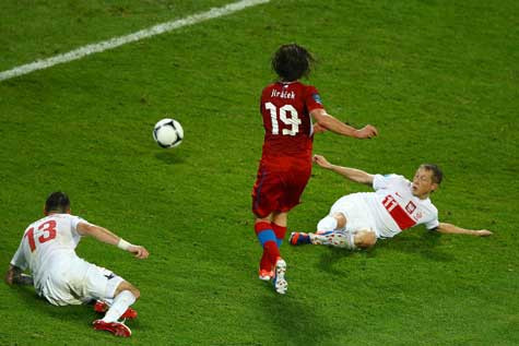 Jiracek trong pha ghi bàn mở tỷ số cho Czech Jiracek trong pha ghi bàn mở tỷ số cho Czech