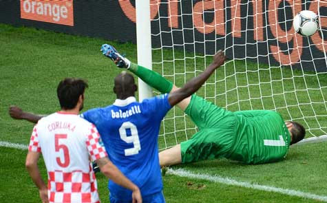 Pletikosa bó tay trước cú đá phạt của Pirlo trong hiệp 1 Pletikosa bó tay trước cú đá phạt của Pirlo trong hiệp 1