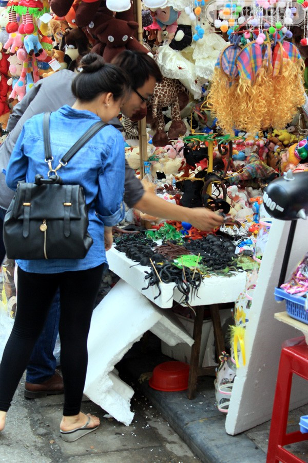 Lùng mua những loại đồ chơi quái đản ở Hàng Mã không thể thiếu.... rắn rết, chuột bọ.