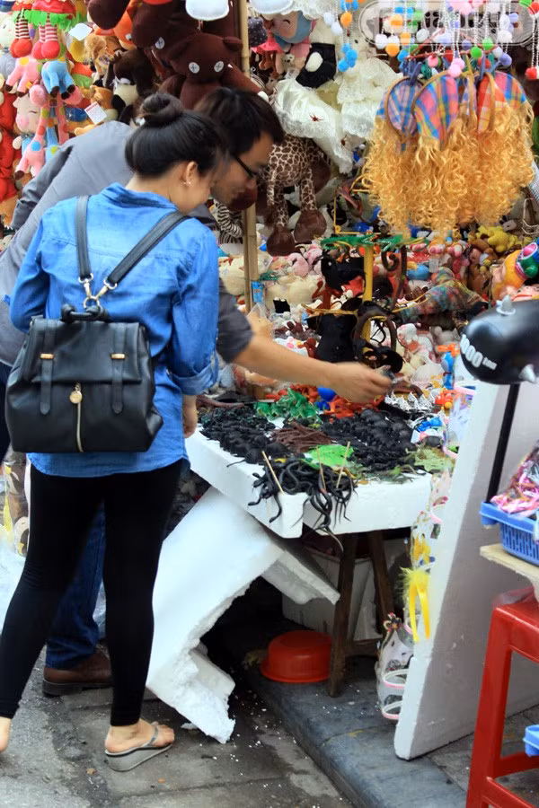 Lùng mua những loại đồ chơi quái đản ở Hàng Mã không thể thiếu.... rắn rết, chuột bọ.