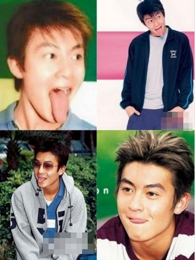 Trần Quán Hy tinh nghịch với hành động lè lưỡi.