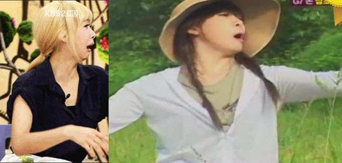 Cô nàng Victoria f(x) xinh xắn dễ thương nhưng đặc biệt sợ côn trùng, chỉ cần gặp côn trùng thì ngay lập tức cô sẽ có biểu hiện rất khoa trương thế này....