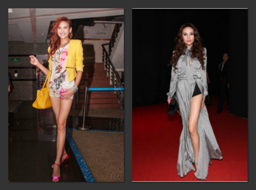 Người đẹp Hoàng Yến trẻ trung khoe chân dài với quần ngắn hoặc váy xẻ tà gợi cảm.