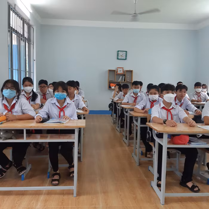 Học sinh lớp 9 A3 Trung học cơ sở Bưng riềng - Ảnh Sơn Quang Huyến