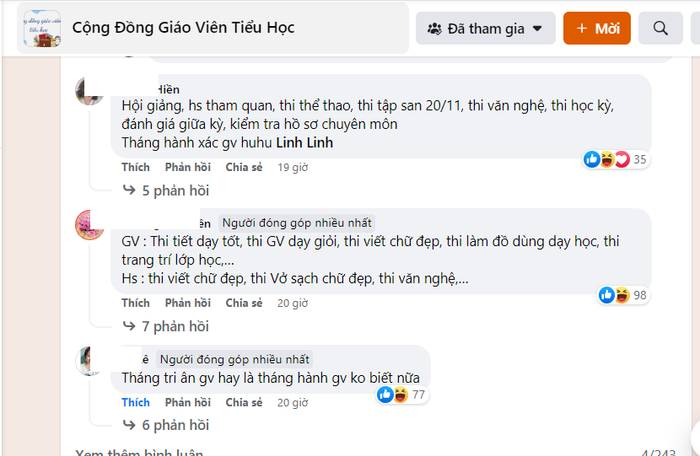 Ảnh chụp màn hình chia sẻ của giáo viên trên mạng xã hội do tác giả cung cấp Ảnh chụp màn hình chia sẻ của giáo viên trên mạng xã hội do tác giả cung cấp