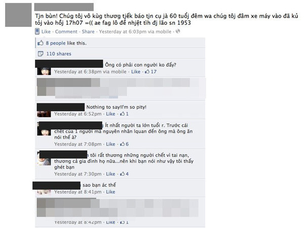 Câu status vô lương tâm khiến cộng đồng mạng dậy sóng. Câu status vô lương tâm khiến cộng đồng mạng dậy sóng.