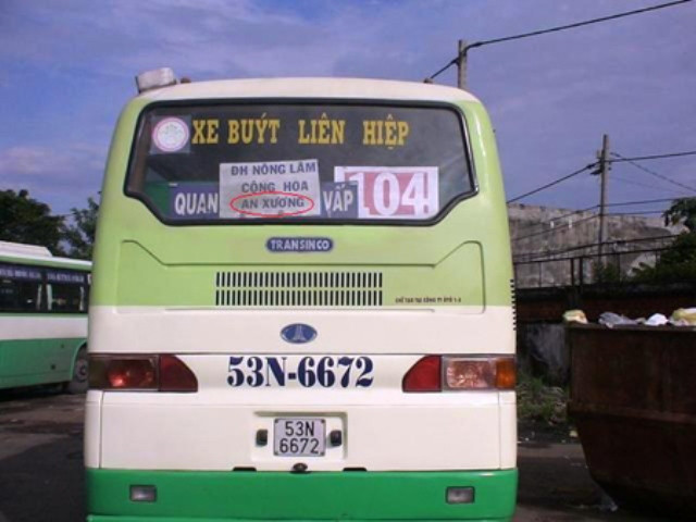 Một số xe buýt ghi sai địa danh An Sương thành "An Xương"? Một số xe buýt ghi sai địa danh An Sương thành "An Xương"?