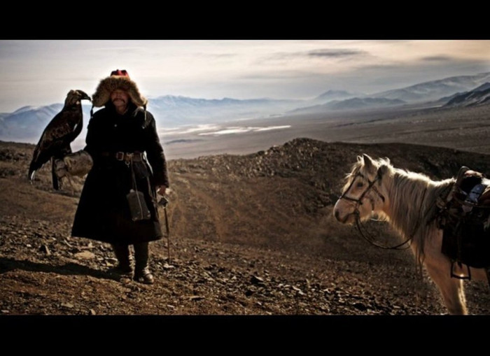 Chú đại bàng luôn sát cánh cùng chủ như hình với bóng. Chú đại bàng luôn sát cánh cùng chủ như hình với bóng.