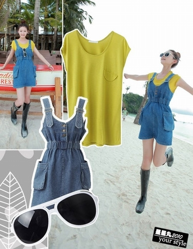 Quần treo và áo phông năng động và hiện đại cho bạn đi bất cứ nơi đâu. Xem thêm: Ngọc Trinh ""chịu khó" khoe da trắng, vai thon với váy hè sành điệu