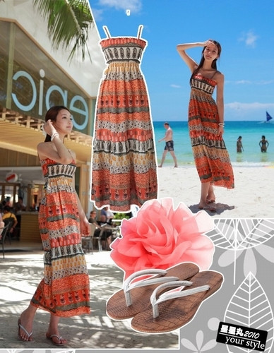 Váy hai dây nữ tính, nhẹ nhàng thả dáng trên biển. Xem thêm: Ngọc Trinh ""chịu khó" khoe da trắng, vai thon với váy hè sành điệu