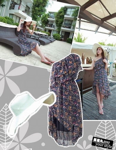 Váy hoa lệch vai quyến rũ nhưng thoải mái và phong cách, kết hợp cùng mũ rộng vành càng thêm phần xinh xắn. Xem thêm: Ngọc Trinh ""chịu khó" khoe da trắng, vai thon với váy hè sành điệu