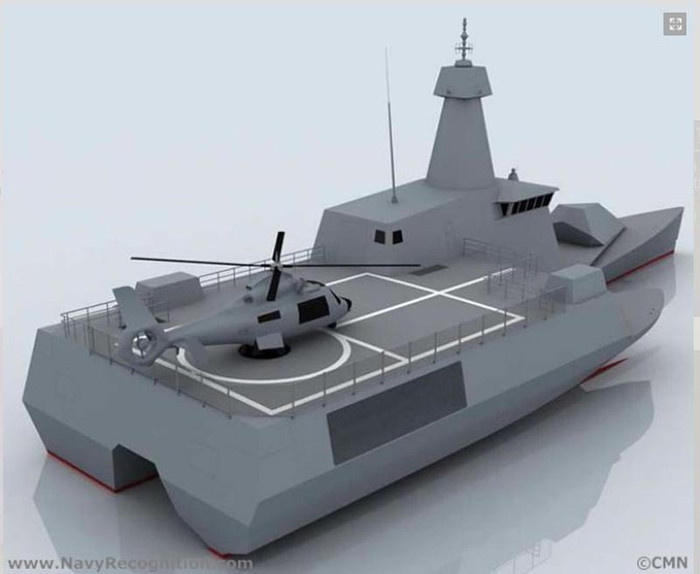 Với kiến trúc bất đôi xứng, Combattante SWAO 53 có sàn đáp rộng rãi cho các máy bay trực thăng và UAV. Với kiến trúc bất đôi xứng, Combattante SWAO 53 có sàn đáp rộng rãi cho các máy bay trực thăng và UAV.