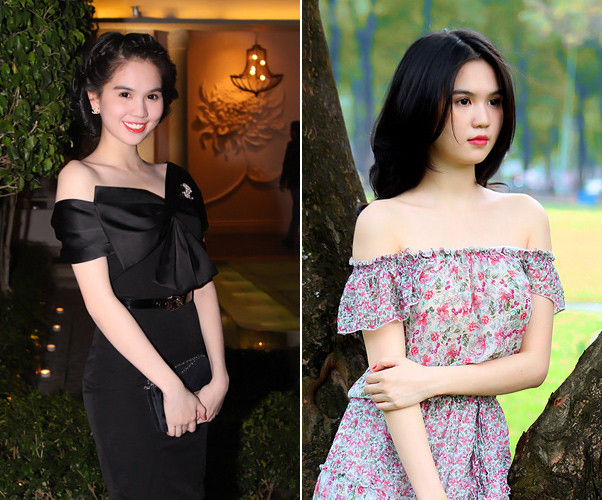 Ngọc Trinh khoe lợi thế da trắng hồng với váy trễ vai. Xem thêm: Xu hường cổ Peter Pan/Xu hướng thời trang thế giới Ngọc Trinh khoe lợi thế da trắng hồng với váy trễ vai. Xem thêm: Xu hường cổ Peter Pan/Xu hướng thời trang thế giới