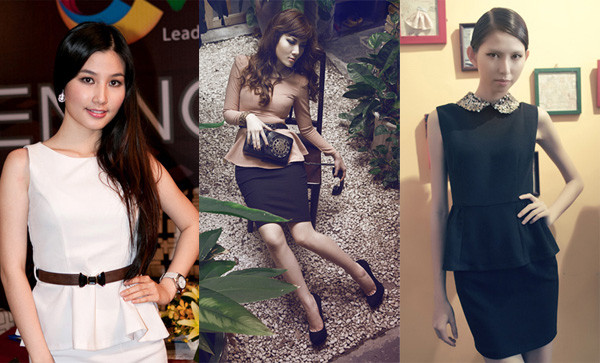 Từ trái sang phải: Người đẹp Diễm My, ca sĩ Yến Trang và "Kate Mote Việt Nam" - Nguyễn Thùy Dương đẹp và cá tính với ba chiếc váy peplum được thiết kế khác nhau
