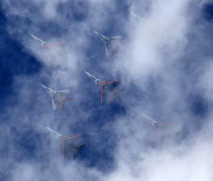 Su-27 và MiG-29 trình diễn tại Hydro-avia-salon 2012.