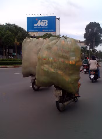 Quá khổ nhưng không quá tải vẫn bon bon trên đường. Ảnh: Phan Quang Nhật
