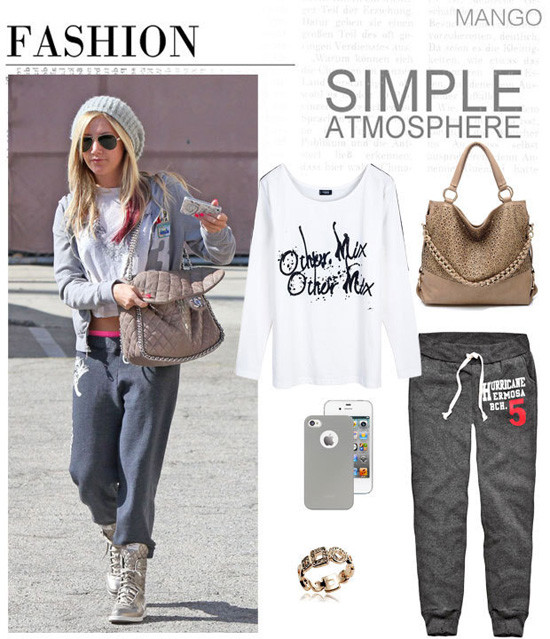 Hầm hố với giày thể thao cao cổ, quần nỉ. Ashley có vẻ rất "kết" chiếc mũ len này. Xem thêm: Mix đồ phong cách như Sao Hollywood/Mix đồ đẹp như Sao