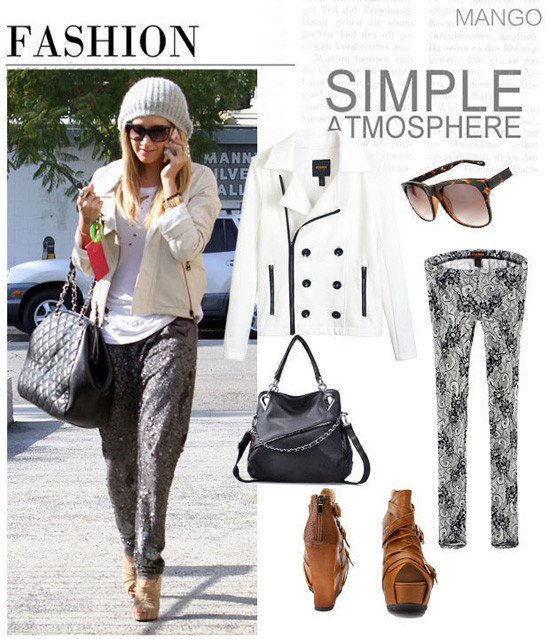 Một phong cách cực sành điệu với chiếc quần lạ mắt và túi bản to.