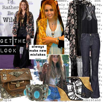 Xuất hiện tại một sự kiện, Miley khoe đôi chân thẳng tắp với jean loe + áo ba lỗ và áo choàng ngoài. Xem thêm: Bí quyết mặc Jeans tôn dáng/Những mẫu jeans đẹp 2012