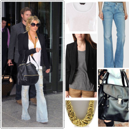 Nếu bạn là cô nàng yêu thích phong cách phủi bụi và cá tính thì hãy học tập ngay cách mix jean loe với tanktop và trang sức bản lớn nhé. Xem thêm: Bí quyết mặc Jeans tôn dáng/Những mẫu jeans đẹp 2012