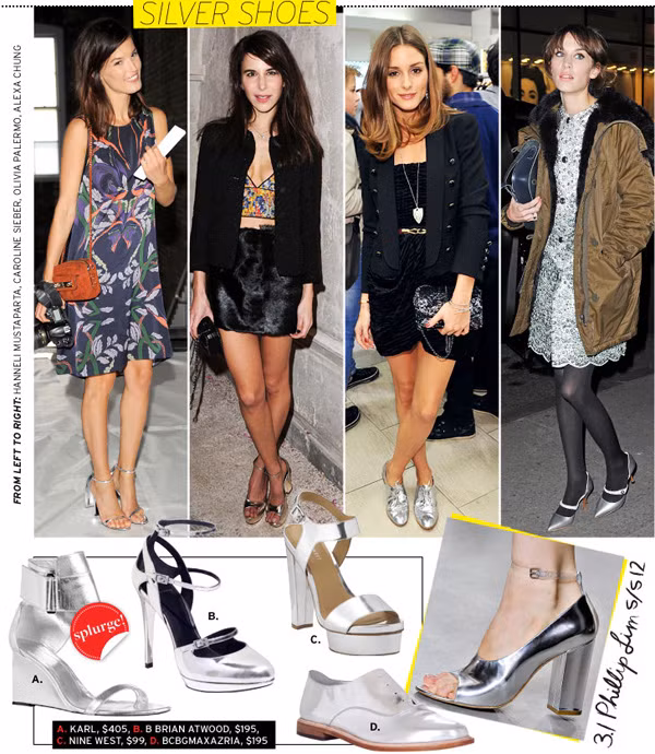 Lấp lánh vốn là đặc trưng của style tiệc tùng, thảm đỏ. Nếu như những đôi giày màu vàng kim mang lại vẻ sang trọng, kiêu kỳ thì giày ánh bạc (silver shoes) lại có phần năng động và hiện đại. Lấp lánh vốn là đặc trưng của style tiệc tùng, thảm đỏ. Nếu như những đôi giày màu vàng kim mang lại vẻ sang trọng, kiêu kỳ thì giày ánh bạc (silver shoes) lại có phần năng động và hiện đại.