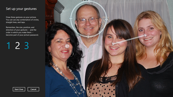 Người dùng có thể thiết lập chế độ bảo mật bằng thao tác với ảnh trên Windows 8 - ảnh: Mash