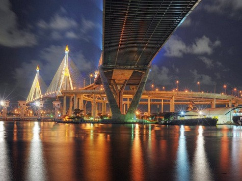 Phía dưới chân cầu