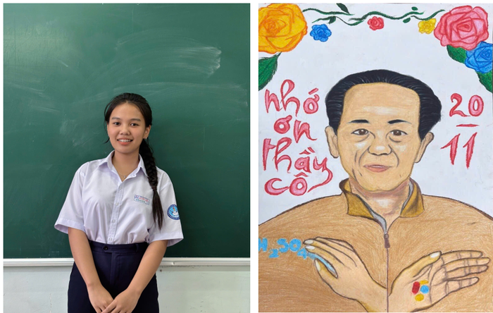 Em Kiều Anh và sản phẩm dự thi "Thầy, cô trong tôi". Ảnh chụp màn hình 2024-11-02 142032.png