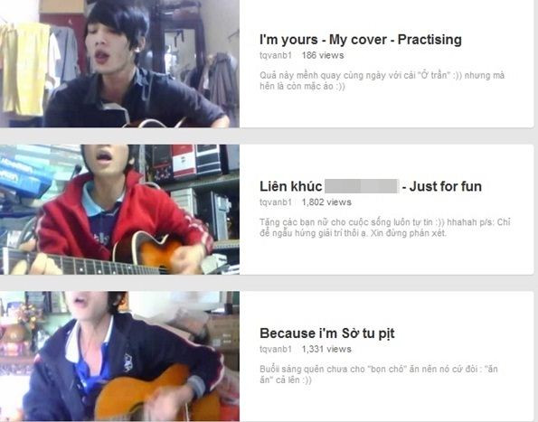 Cậu bạn "cover" các bài tiếng Anh bằng "tiếng dân tộc" do cậu ấy... tự chế. Cậu bạn "cover" các bài tiếng Anh bằng "tiếng dân tộc" do cậu ấy... tự chế.