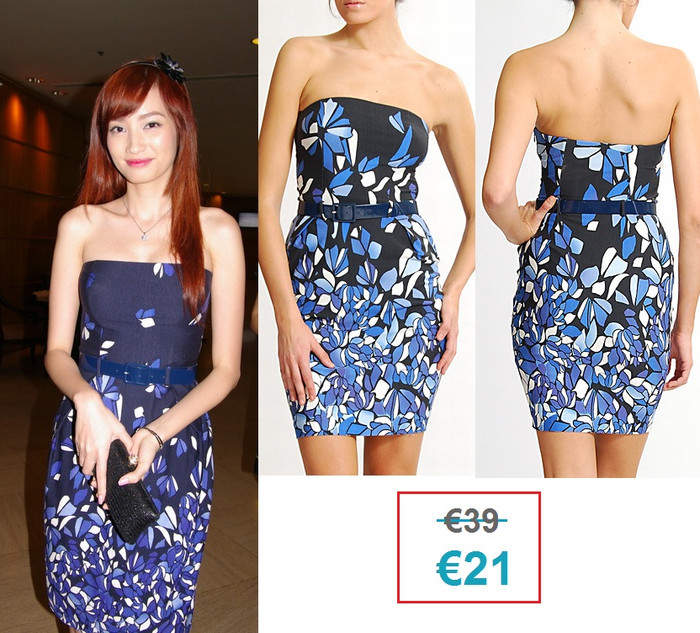 Bộ váy quây màu xanh của Mango tôn vóc dáng của chân dài Trúc Diễm