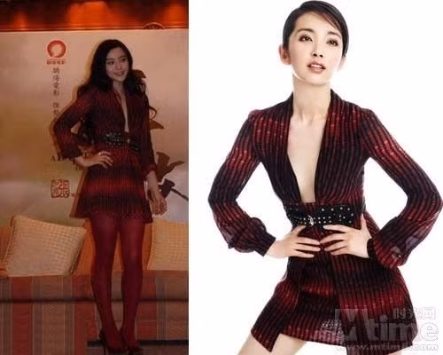 Có vẻ Phạm Băng Băng bị lép vế so với khi chất của Lý Băng Băng trong chiếc váy đen đỏ khoét sâu khoe vòng một này. Xem thêm: 47 tuổi vẫn 'điềm nhiên' diện váy khiếm nhã