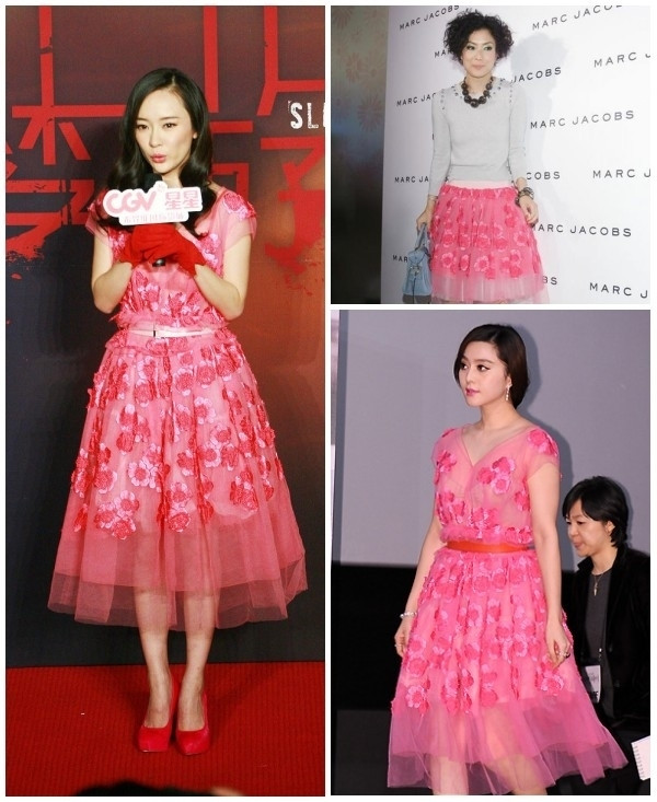 Hoắc Tử Yến, Trịnh Tú Văn, Phạm Băng Băng, với ba dáng người, ba phong cách ăn mặc mang lại sự khác nhau dù mặc chung một kiểu váy. Xem thêm: Sao Hàn "giơ" bằng chứng: Tôi đẹp hoàn toàn tự nhiên (P2)