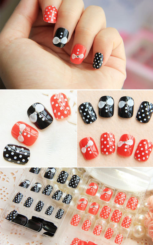 Những chấm bi xinh xắn, những hình nơ dễ thương cùng hai màu nền đen đỏ sẽ khiến bàn tay xinh của bạn thật nổi bật. Xem thêm: Ngày cưới, bạn nên sơn móng tay thế nào? Những chấm bi xinh xắn, những hình nơ dễ thương cùng hai màu nền đen đỏ sẽ khiến bàn tay xinh của bạn thật nổi bật. Xem thêm: Ngày cưới, bạn nên sơn móng tay thế nào?