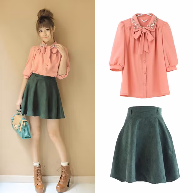 Quan trọng nhất trong ăn vận chính là biết cách phối hợp quần áo với nhau, hãy thử thay đổi phong cách cho mình thật dễ thương và nữ tính như thế này nhé. Xem thêm: 10 bộ váy đẹp là niềm mơ ước của thiếu nữ mọi thời đại