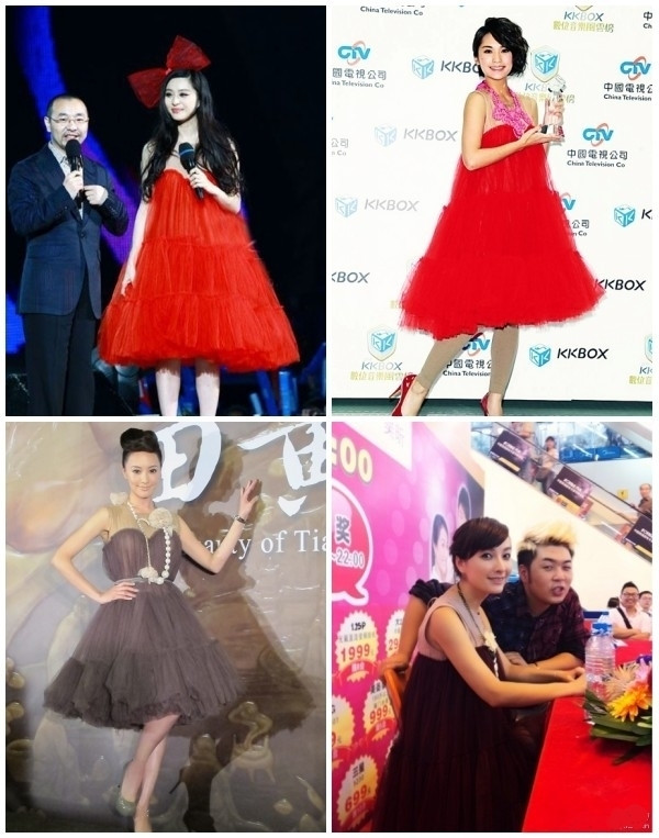 Phạm Băng Băng và Chung Hân Đồng đều như 'cây nấm lùn" đang di chuyển. Xem thêm: Sao Hàn "giơ" bằng chứng: Tôi đẹp hoàn toàn tự nhiên (P2)