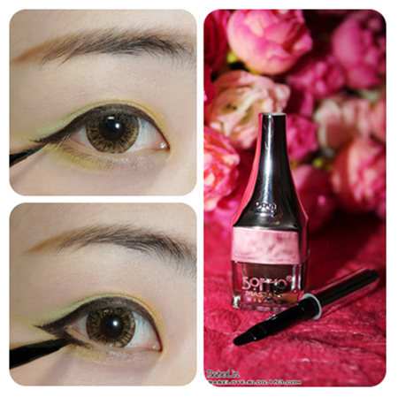 Rồi lại dùng bút kẻ mắt nước kẻ lại đường viền ở mí mắt trên và 1/3 mí mắt dưới. Rồi lại dùng bút kẻ mắt nước kẻ lại đường viền ở mí mắt trên và 1/3 mí mắt dưới.