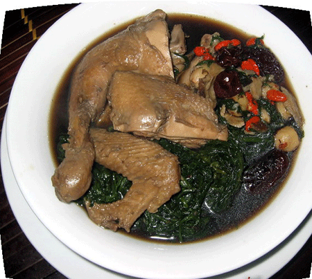 Gà tần thuốc bắc.