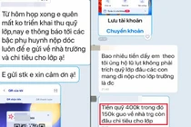Nội dung tin nhắn về việc hội phụ huynh lớp 8A.. thu khoản tiền nêu trên.